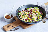 Rice salad with corn and kidney beans