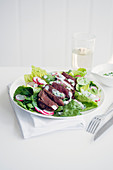 Steak salad with chive buttermilk salad