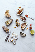 Oysters with tabasco and lime