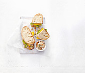 Lighter coronation chicken and avocado sandwich