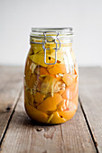 Pickled citrus fruits in vinegar