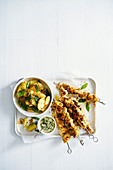 Turmeric chicken skewers with chilli and coconut sambal