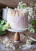 Spring blossom cake with dried raspberry and buttercream
