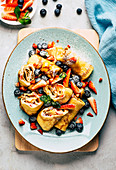 Pancakes with a berry quark filling