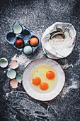 Eggs and flour for baking