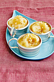 Apple and pear sorbet with chopped almonds