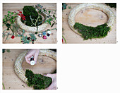 Instructions for making wreath with moss and natural materials
