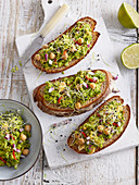 Chickpea and avocado spread on bread