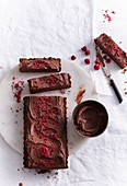 Chocolate cake with dark chocolate and raspberry ganache