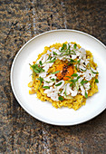 Kichri - Indian rice with cauliflower and an egg yolk