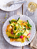 Pasta with spring vegetables
