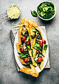 Pide with spinach and cheese
