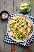 Courgette pasta with salmon