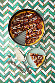 Damson, almond and marzipan tart (vegan)