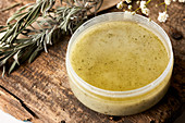 Handmade, natural facial scrub with rosemary