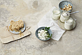Vegan 'Parmesan', macadamia nut 'yoghurt' and almond 'cream cheese'