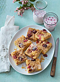 Rhubarb cake with sour cherries