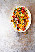 Roasted pepper salad with capers and pine nuts