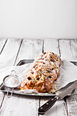Christmas stollen with almond slices