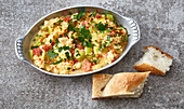 Menemen – Turkish scrambled egg with tomato and pointed peppers