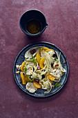 Fennel and orange salad with black olives and goat's cheese