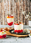 Rhubarb desserts with mascarpone
