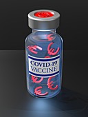Coronavirus vaccine phial, conceptual illustration
