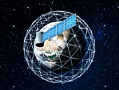 Space junk and satellite megaconstellations, illustration