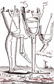 Prosthetic legs by surgeon Ambroise Pare, illustration