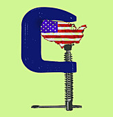 US in crisis, conceptual illustration