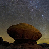 Rock formation under the night sky