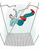 Falling into a safety net, illustration
