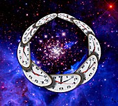 Universe and circular time, conceptual illustration