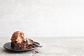Vegan chocolate macadamia ice cream on brownie bites