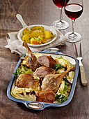 Roast Friesian duck with Savoy cabbage