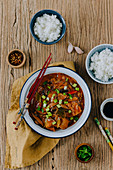 Veganes rotes Curry mit Fleischersatz und Shiitake (Asien)
