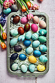 Colorful dyed Easter eggs