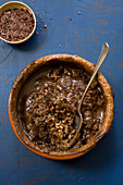 Chocolate rice pudding with cacao nibs