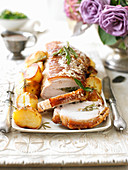 Roast pork loin with sage and fennel butter