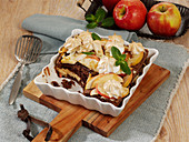 Sweet casserole with apple and chocolate