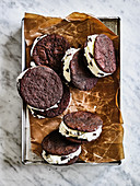 Mint and Chocolate Ice Cream Sandwiches