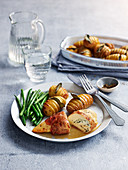 Italian Stuffed Chicken Breasts with Herby Hasselbacks