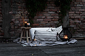 Atmospheric decoration for a cosy summer evening on the terrace