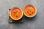 Light tomato soup with red lentils, tamarind and turmeric