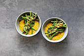 Indian red lentil dhal with green beans