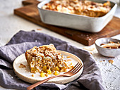 Sweet rice casserole with coconut and mango