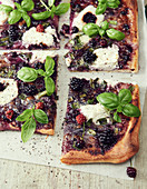Ricotta blackberry pizza with basil