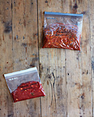 Frozen tomato sauce and bolognese