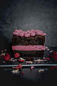 Chocolate cake with blackberry cream cheese buttercream