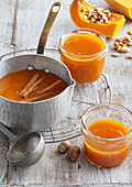 Pumpkin jam with cinnamon and nutmeg
